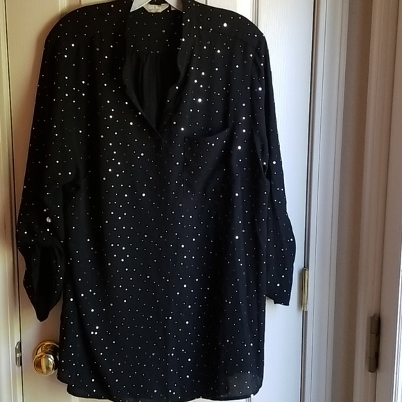 Ladies Plus Blouse Pink Coral Size 3X Cotton Laura Scott Button Front